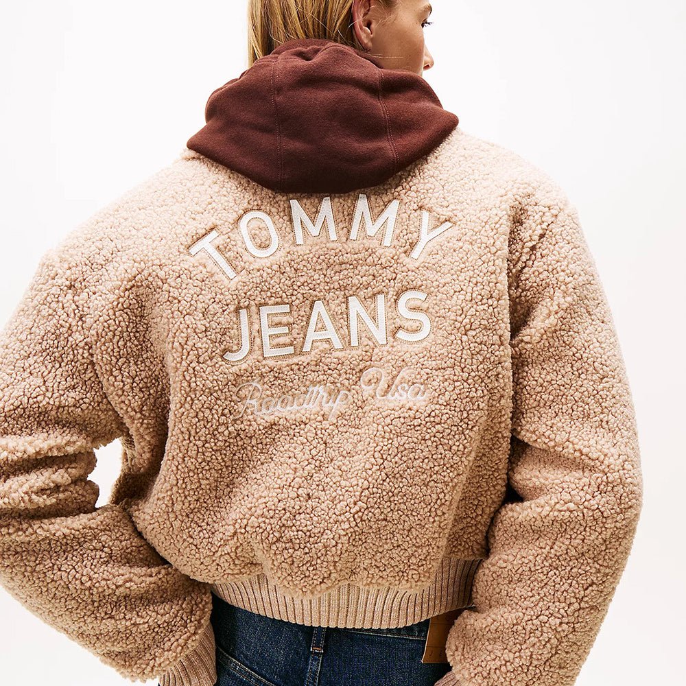 ג'קט טומי הילפיגר Varsity Teddy Back Logo Bomber נשים