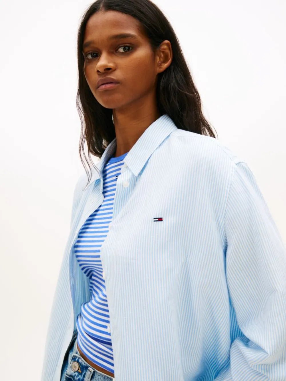 חולצה מכופתרת טומי הילפיגר Relaxed Fit Linen Blend נשים