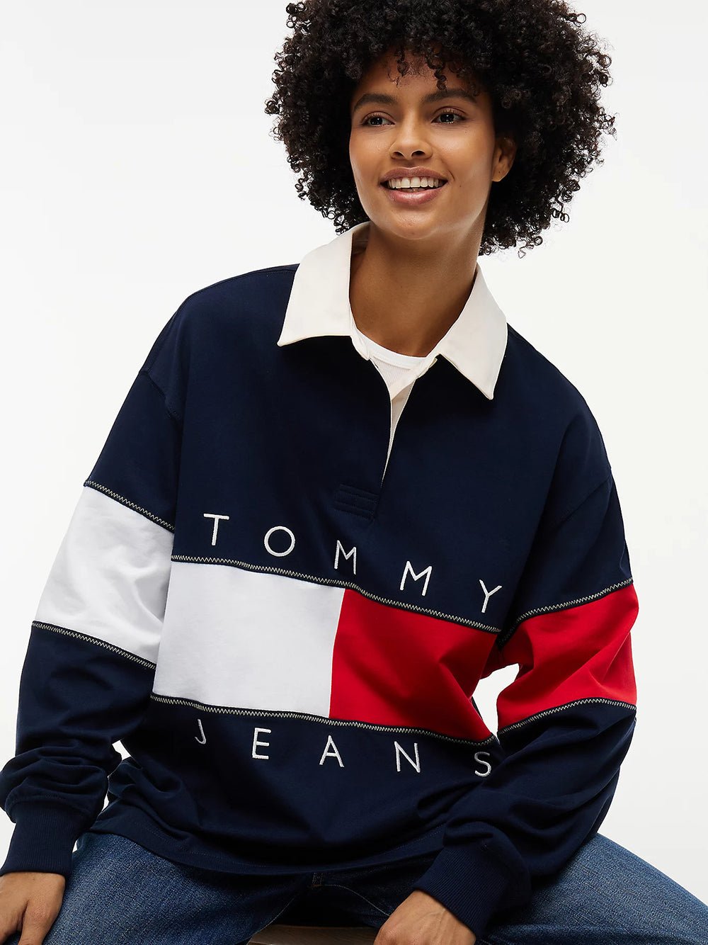 סווטשירט טומי הילפיגר Tommy Flag Jersey Oversized Rugby נשים