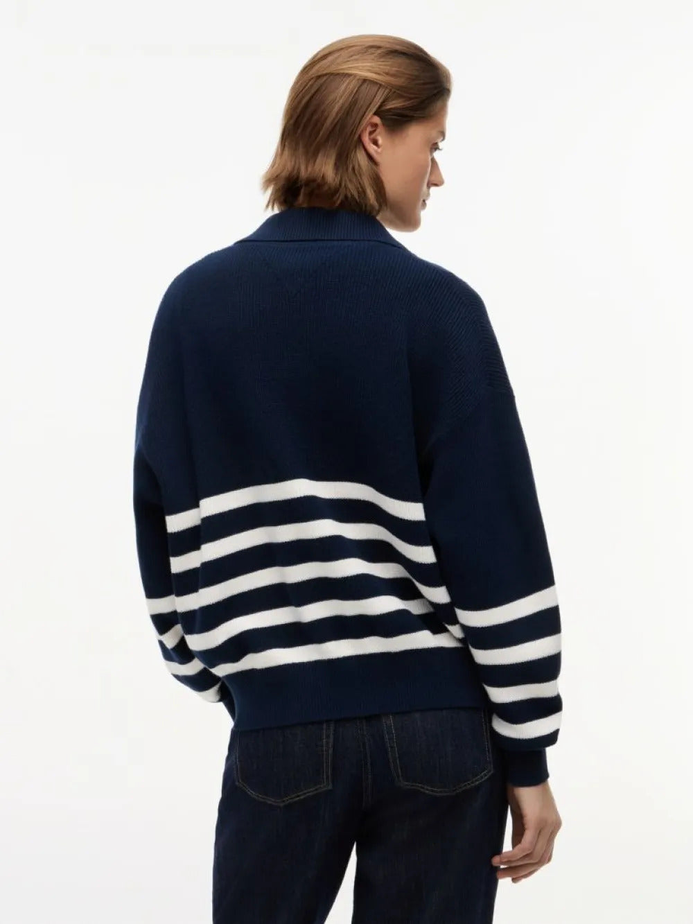 סווטשירט טומי הילפיגר Badge Stripe Quarter-Zip Jumper נשים
