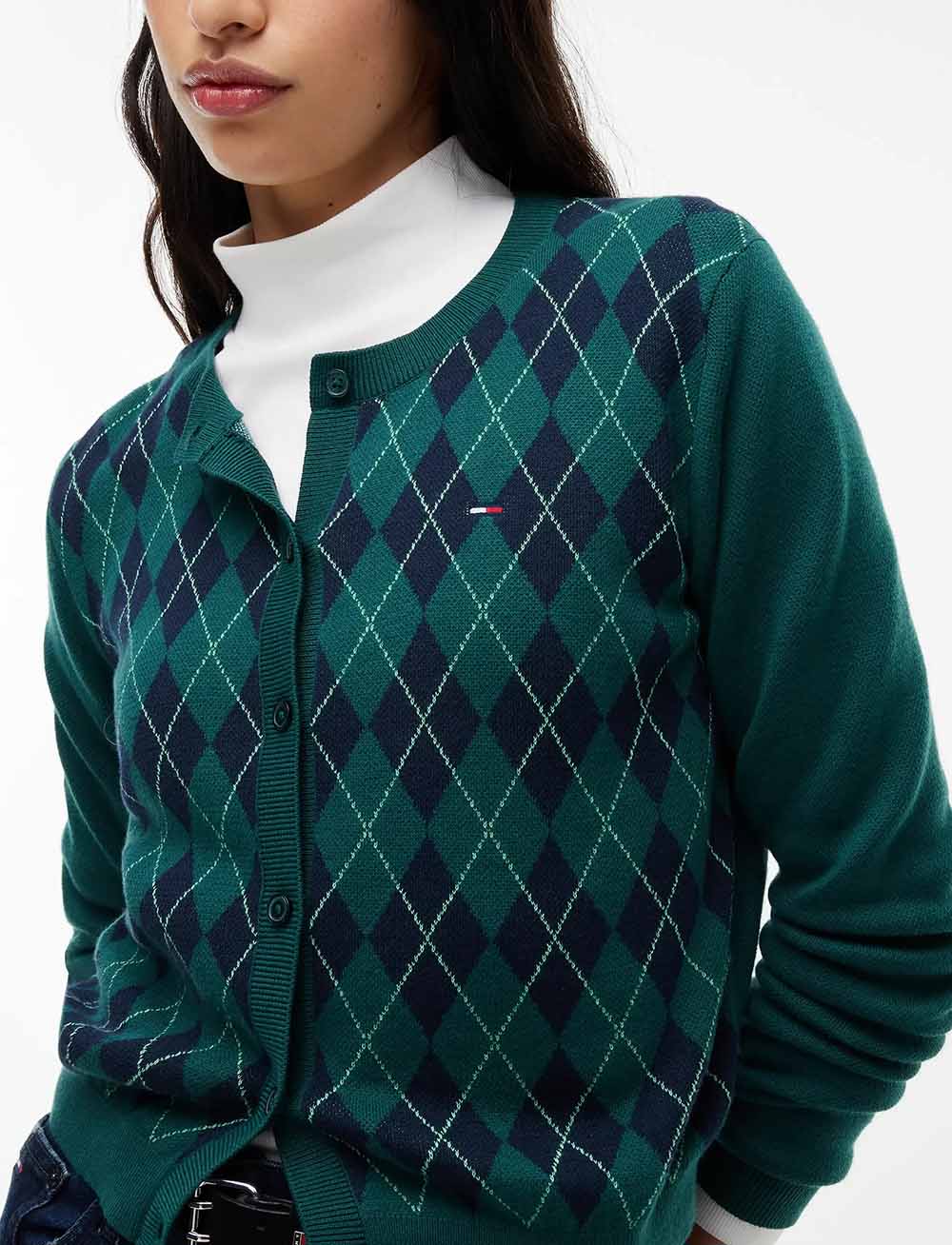 סווטשירט טומי הילפיגר Argyle Crew Neck Cardigan נשים