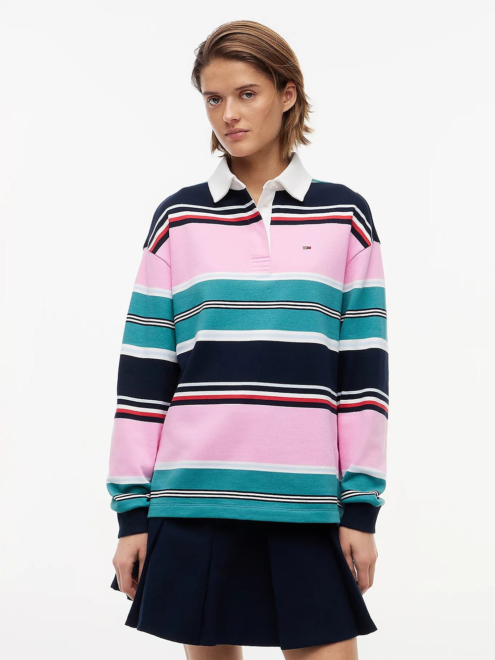 סווטשירט טומי הילפיגר Mixed Stripe Relaxed Rugby נשים