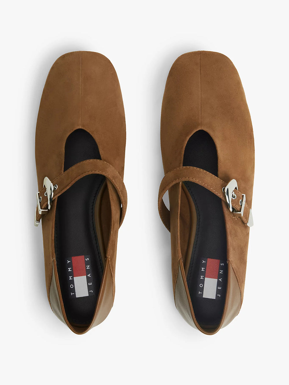 נעלי טומי הילפיגר Suede Buckle Square Toe Ballerinas נשים