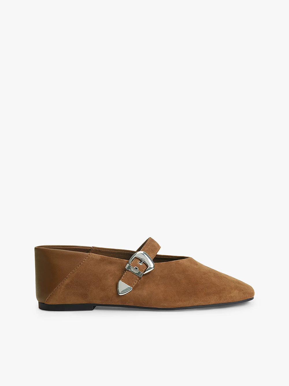 נעלי טומי הילפיגר Suede Buckle Square Toe Ballerinas נשים