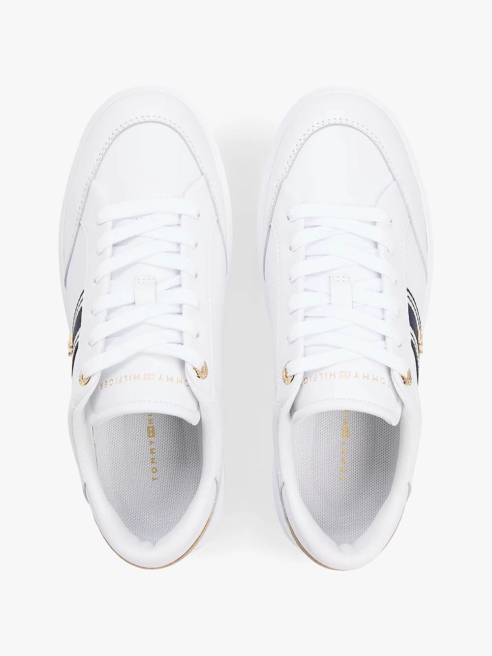 נעלי טומי הילפיגר Leather Webbing Strap Cupsole Trainers נשים