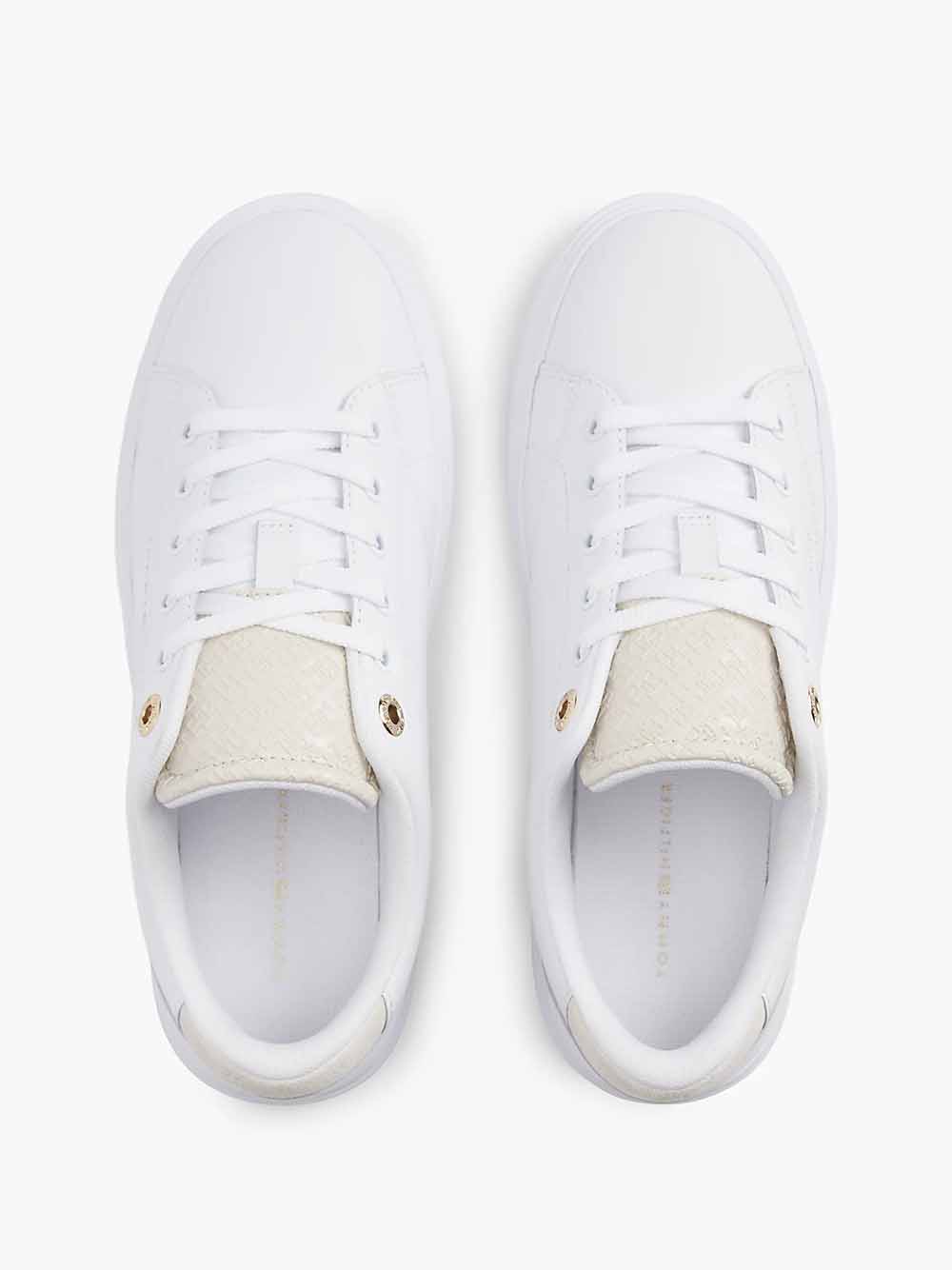נעלי טומי הילפיגר Leather Contrast Heel Cupsole Trainers נשים