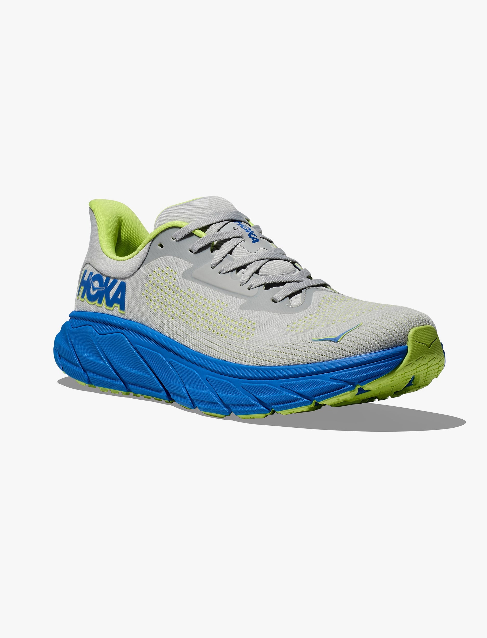 HOKA Arahi Wide 7 - נעלי ספורט גברים הוקה ארהי 7 רחבות בצבע אפרפר-זרחני/קובלט