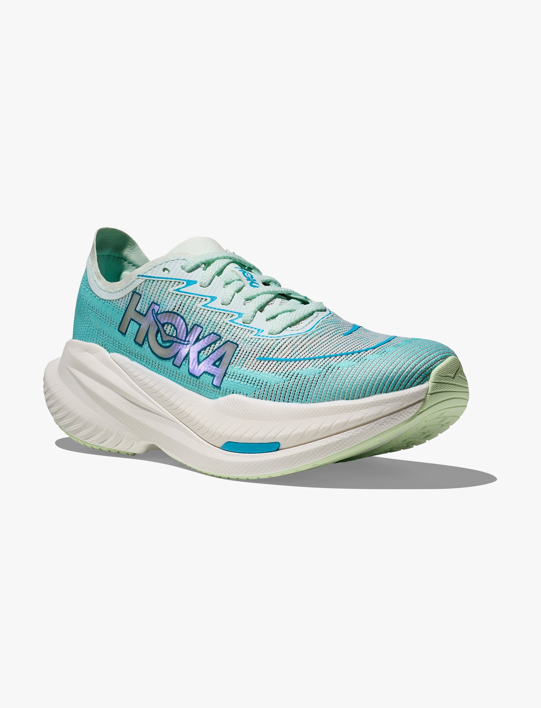 HOKA MACH X 2 - נעלי ספורט לנשים הוקה מאך X2 בצבע שלג/כחול מנצנץ