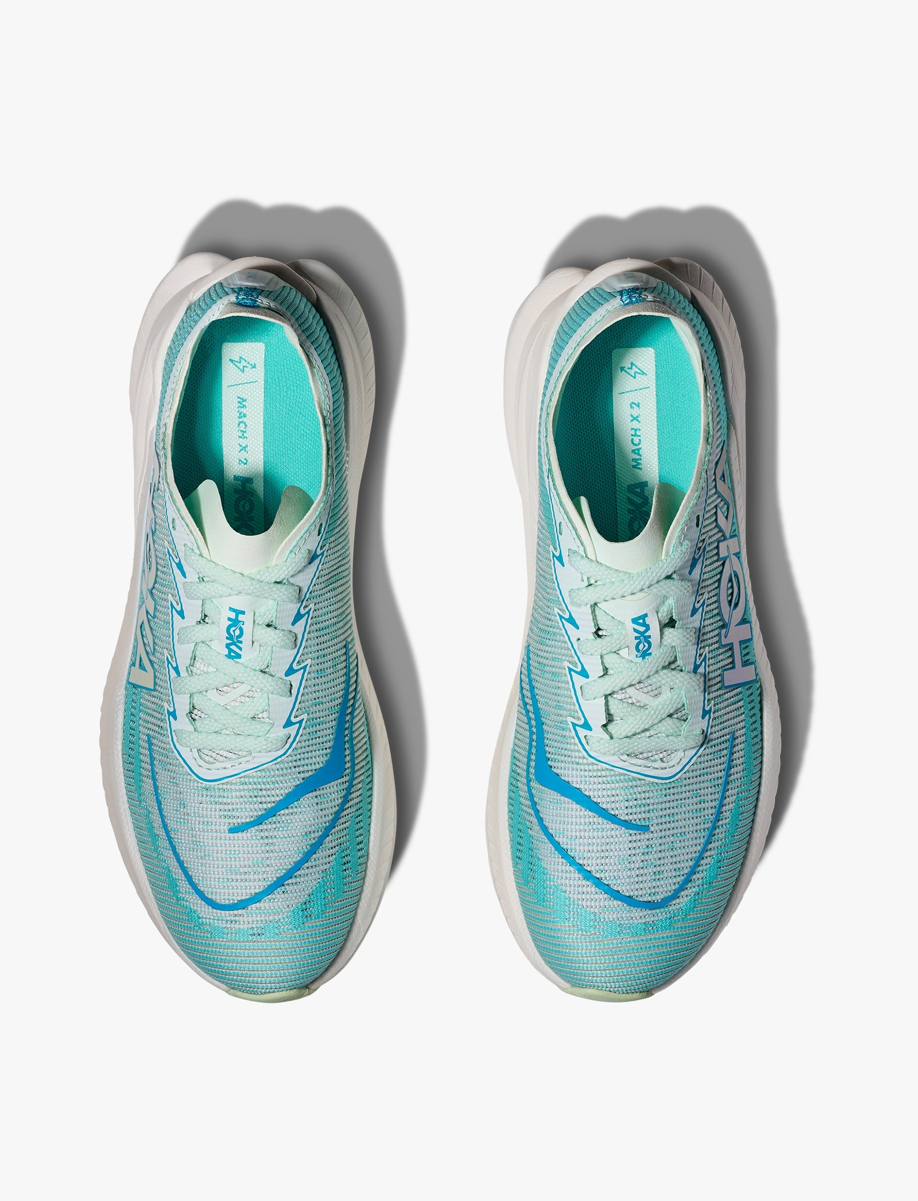 HOKA MACH X 2 - נעלי ספורט לנשים הוקה מאך X2 בצבע שלג/כחול מנצנץ