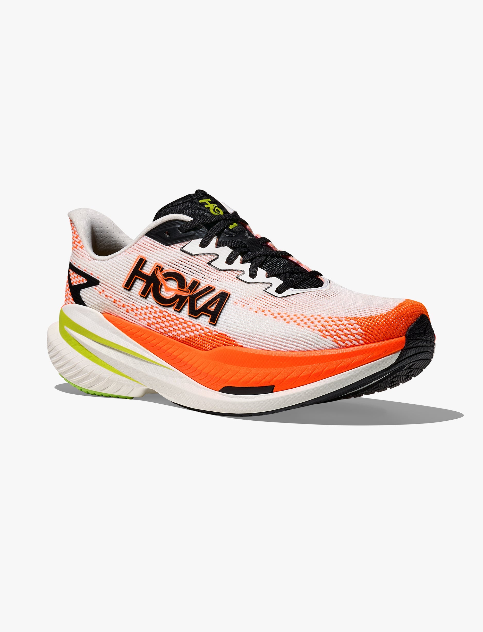HOKA MACH X 3 - נעלי ספורט לגברים הוקה מאכ איקס בצבע לבן/נאון טנג'רין