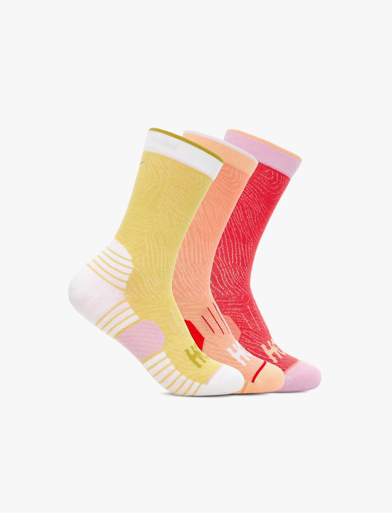 U CREW RUN SOCK 3-PACK – מארז 3 זוגות גרבי ריצה גבוהות בצבע אדום בהיר/כתום/צהבהב