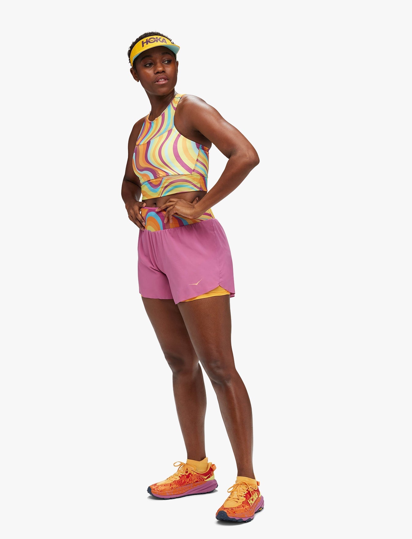 חזיית ריצה למרוצים - W RACE DAY POCKET BRA בצבע צהוב