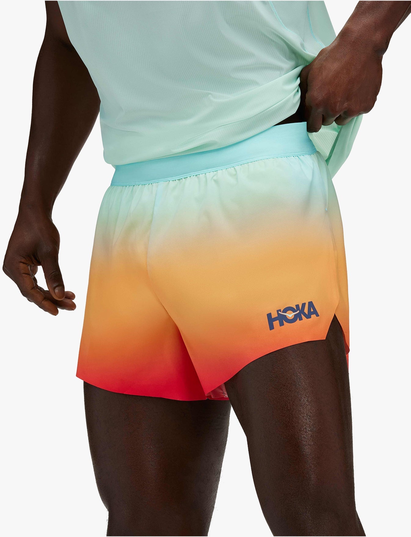 מכנסי ריצה תחרות קצרים לגברים - M RACE DAY SPLIT SHORT PRINT בצבע כחול