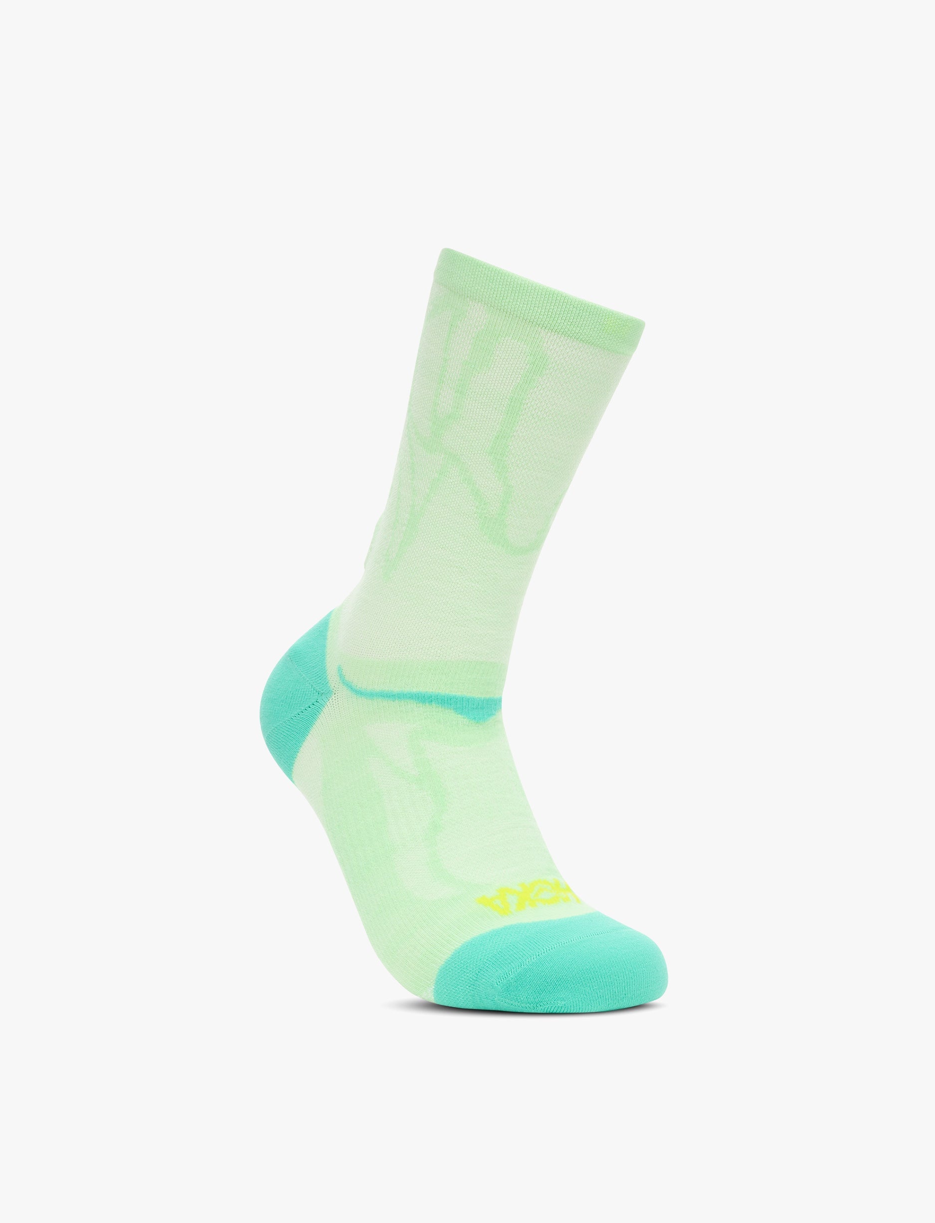 HOKA Clifton 10 Crew Run Sock - גרבי ריצה קליפטון 10 גבוהים בצבע מנטה פלואוריט