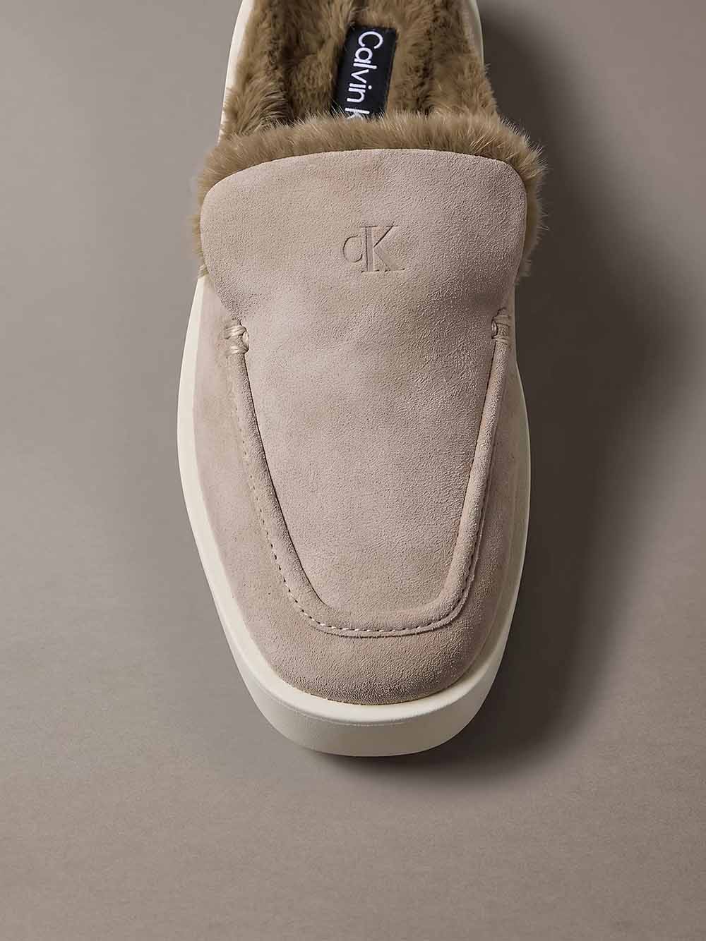 נעלי קלווין קליין Suede and Faux Fur Platform Mules נשים - ck-HW0HW03182-063-36