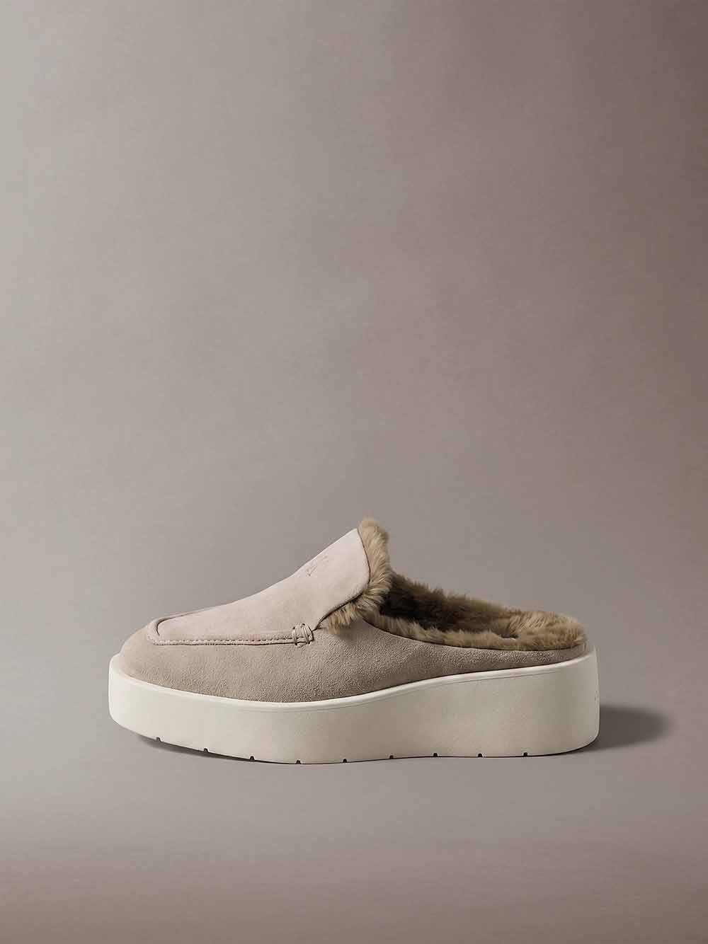 נעלי קלווין קליין Suede and Faux Fur Platform Mules נשים - ck-HW0HW03182-063-36