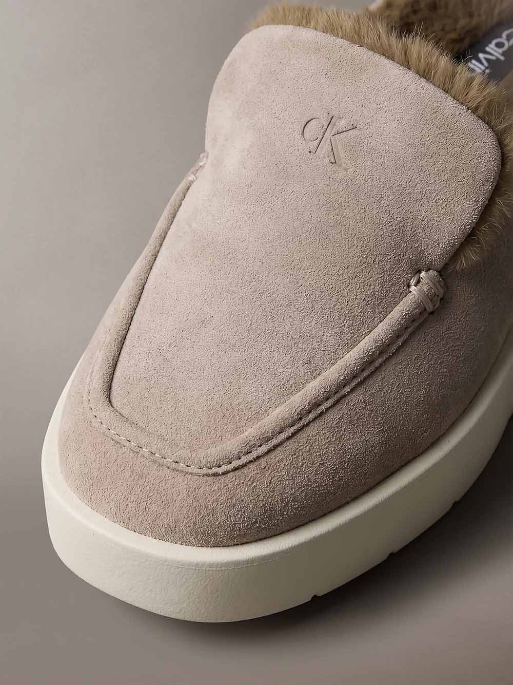 נעלי קלווין קליין Suede and Faux Fur Platform Mules נשים - ck-HW0HW03182-063-36