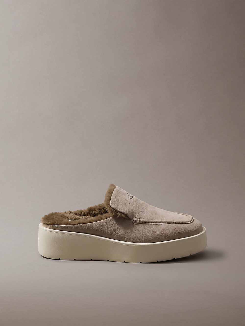 נעלי קלווין קליין Suede and Faux Fur Platform Mules נשים - ck-HW0HW03182-063-36