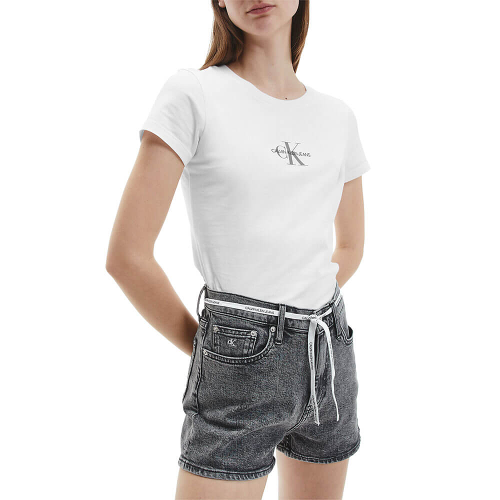 חולצת טישרט קלווין קליין קצרה Monogram Classic Slim Tee נשים