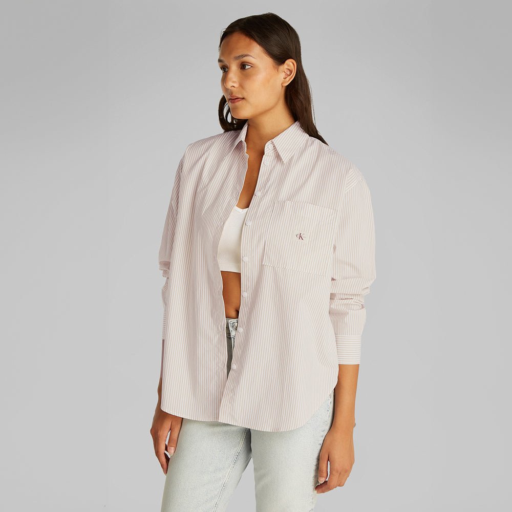 חולצה מכופתרת קלווין קליין Woven Label Relaxed נשים