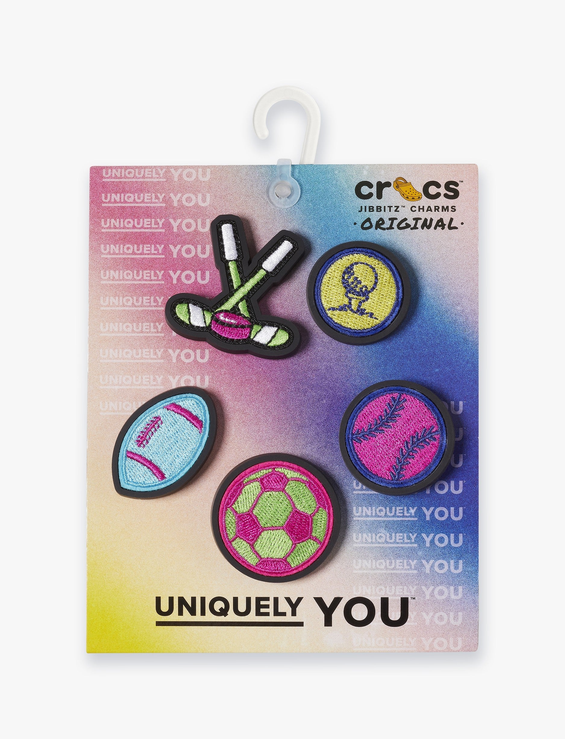 Crocs Jibbitz Neon Sports Patches - מארז 5 ג'יביטים קרוקס