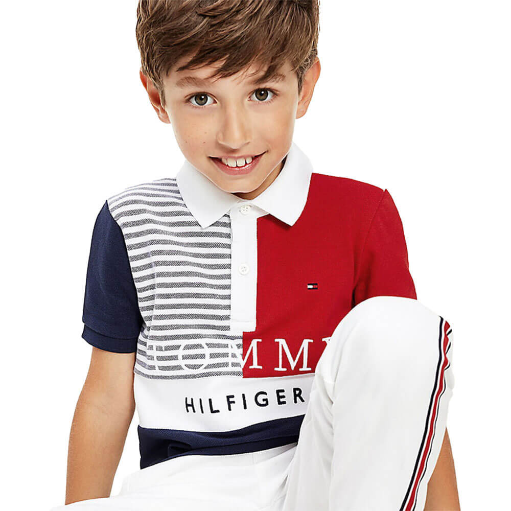 חולצת פולו קצרה טומי הילפיגר Ithaca Colorblock Polo ילדים