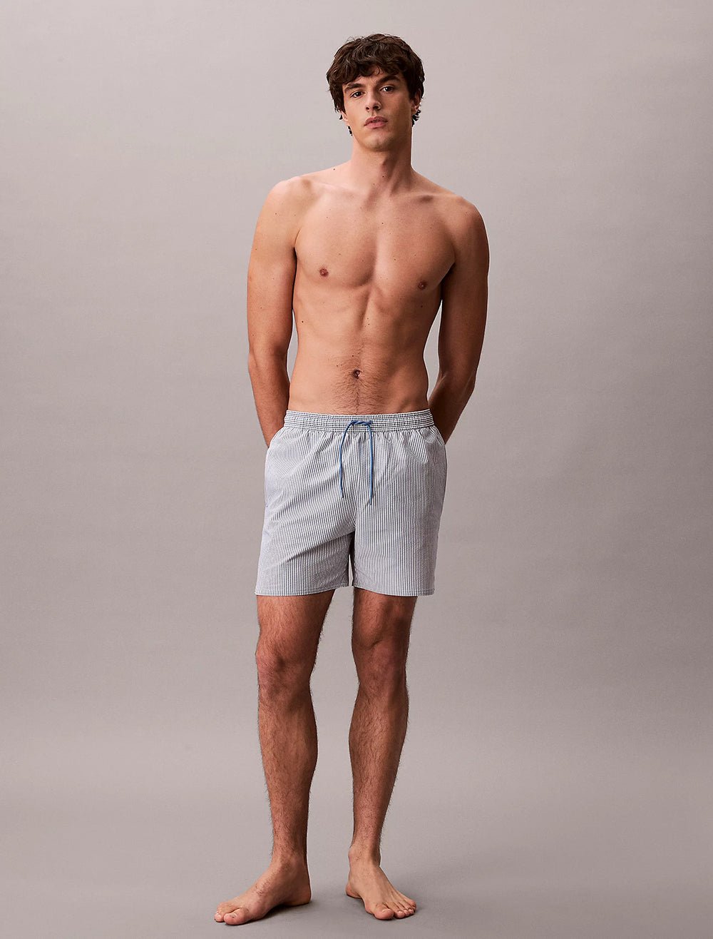 מכנס בגד ים קלווין קליין Medium Drawstring Swim Shorts - Seersucker גברים