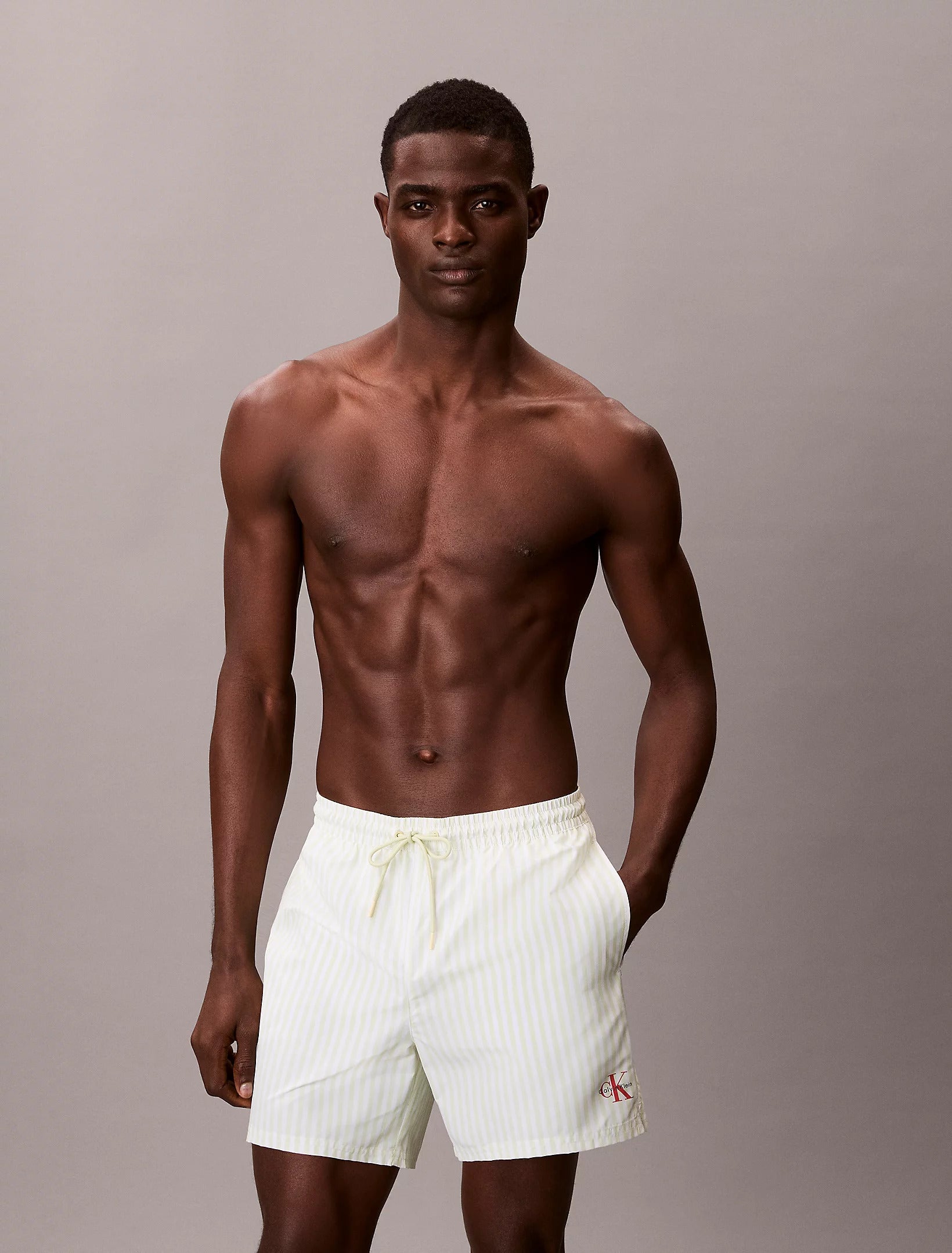 מכנס בגד ים קלווין קליין Medium Drawstring Swim Shorts - CK Monogram גברים