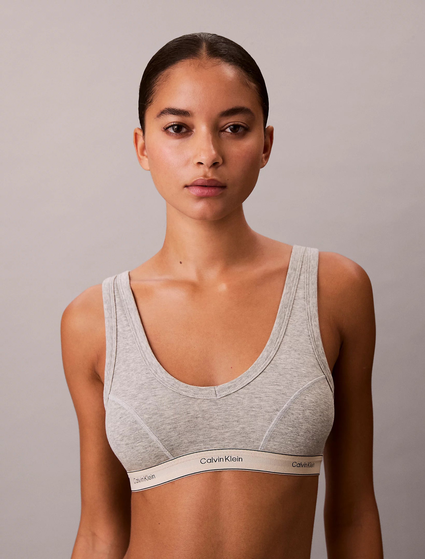 חזייה קלווין קליין Lightly Lined Triangle Bralette - Heritage Cotton Stretch נשים