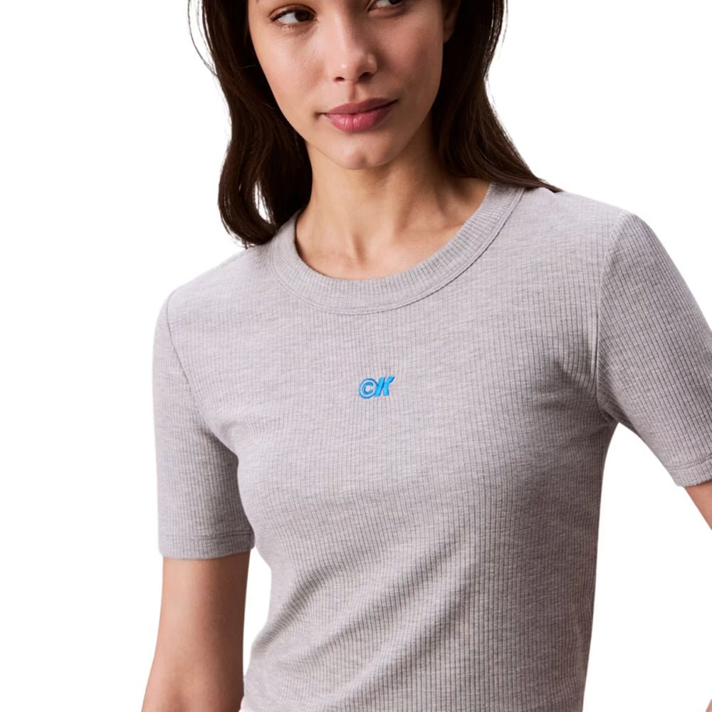 חולצת טישירט קצרה קלווין קליין Logo Modal Stretch Ribbed נשים