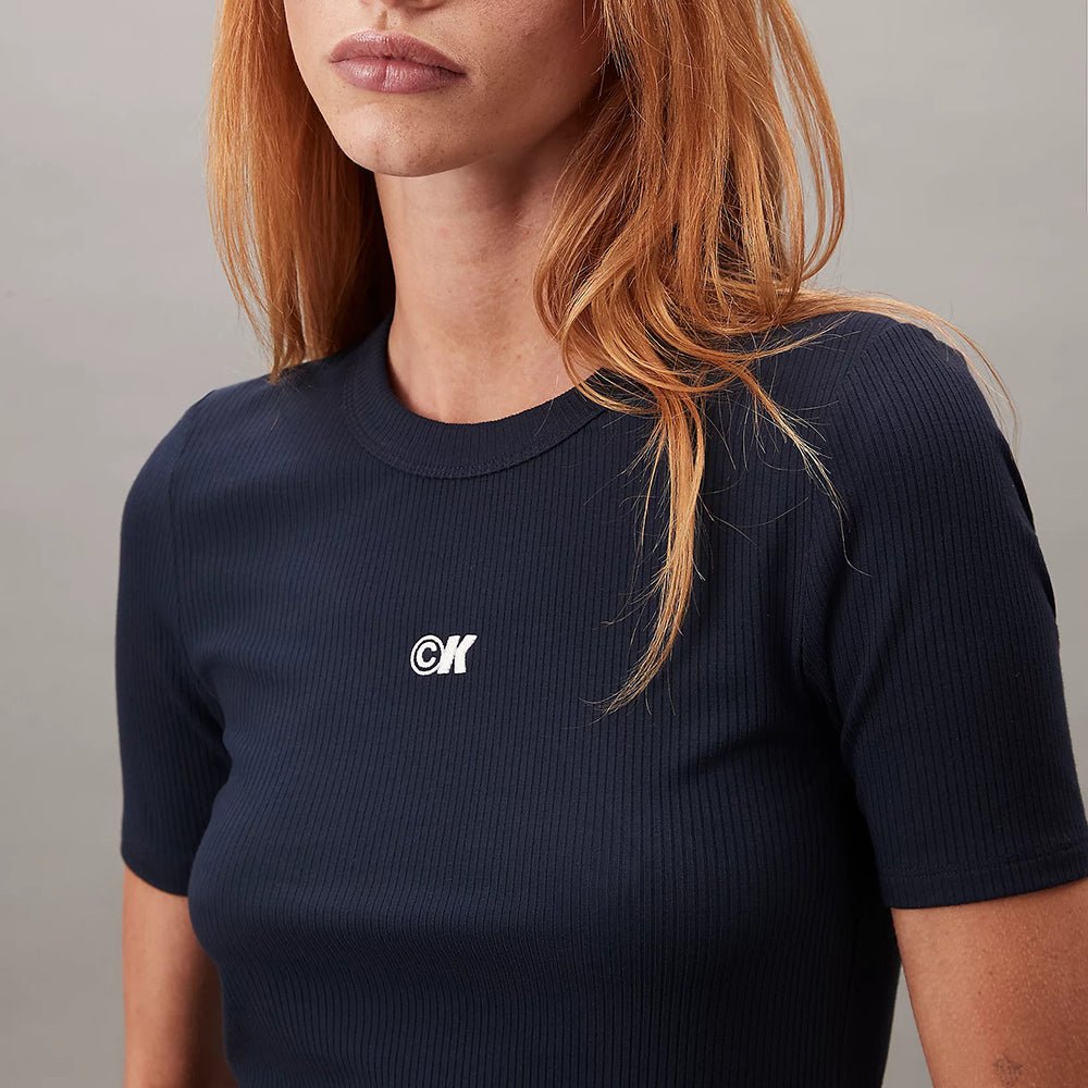 חולצת טישירט קצרה קלווין קליין Logo Modal Stretch Ribbed נשים