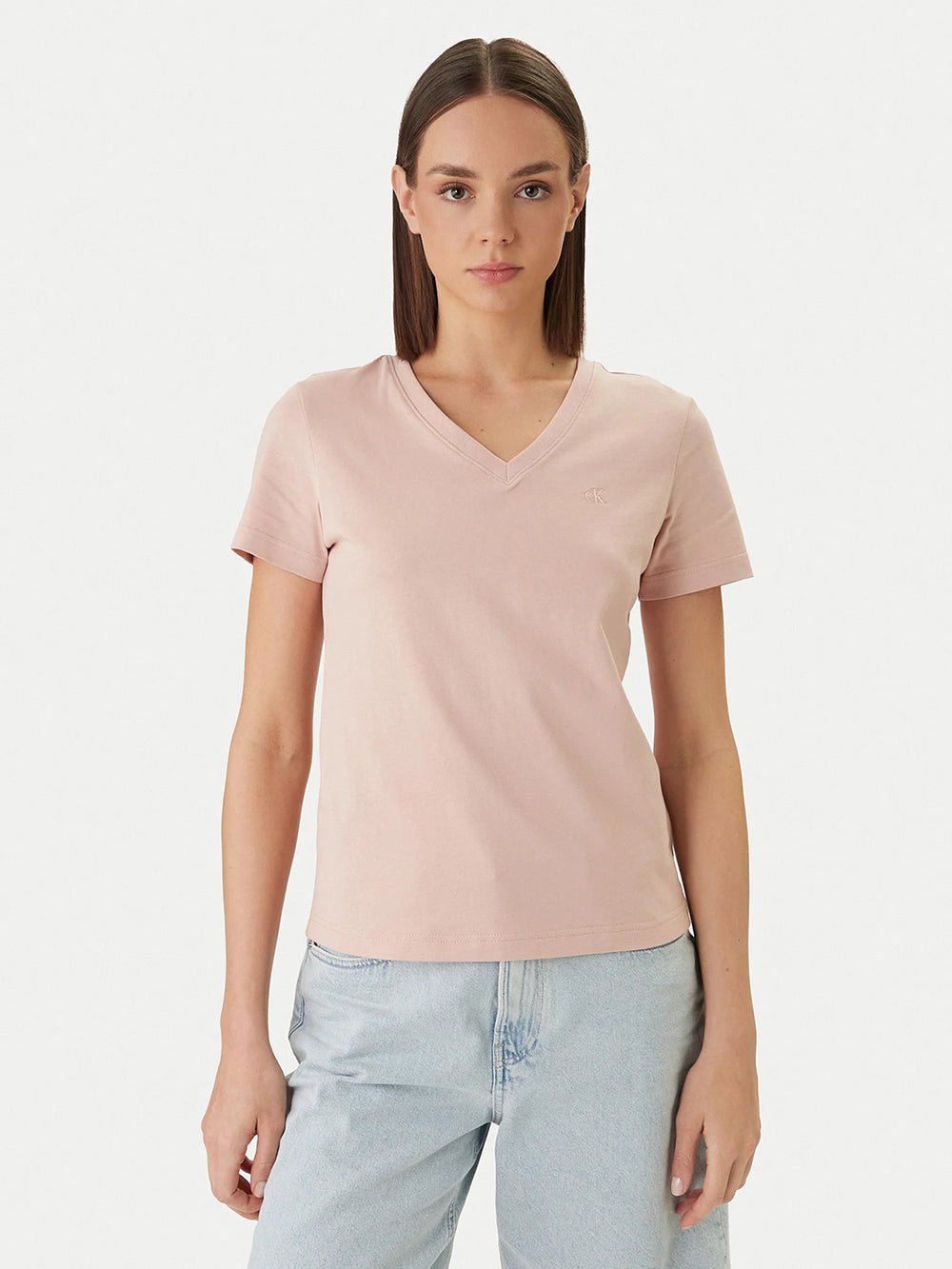 חולצת טישירט קצרה קלווין קליין Relaxed Monogram V-Neck נשים