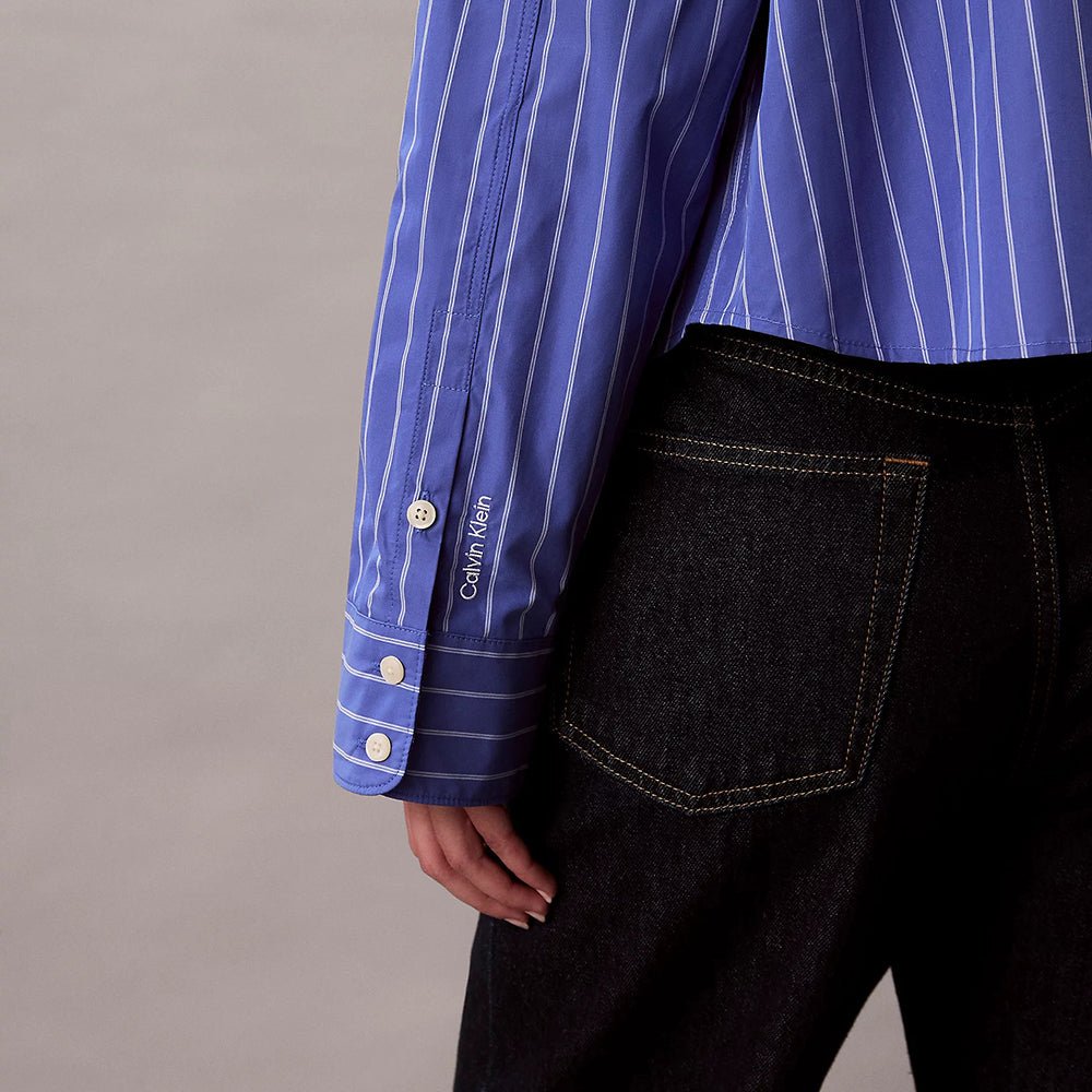 חולצה מכופתרת קלווין קליין Stripe Cropped Boxy נשים