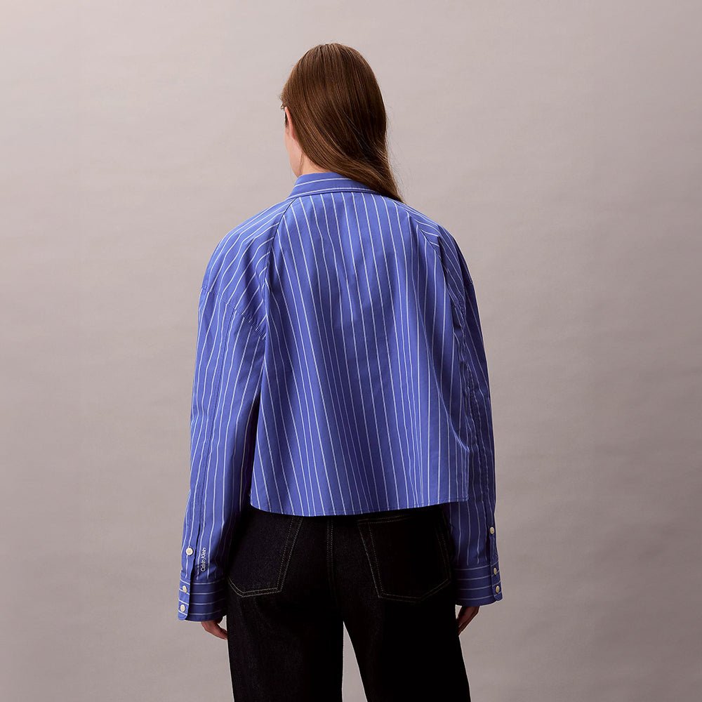 חולצה מכופתרת קלווין קליין Stripe Cropped Boxy נשים