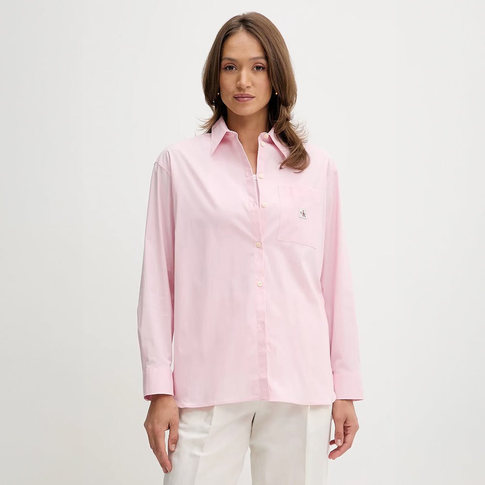 חולצה מכופתרת קלווין קליין Poplin Relaxed נשים