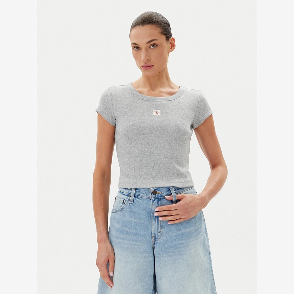 חולצת טישירט קצרה קלווין קליין Cotton Stretch Rib Baby נשים