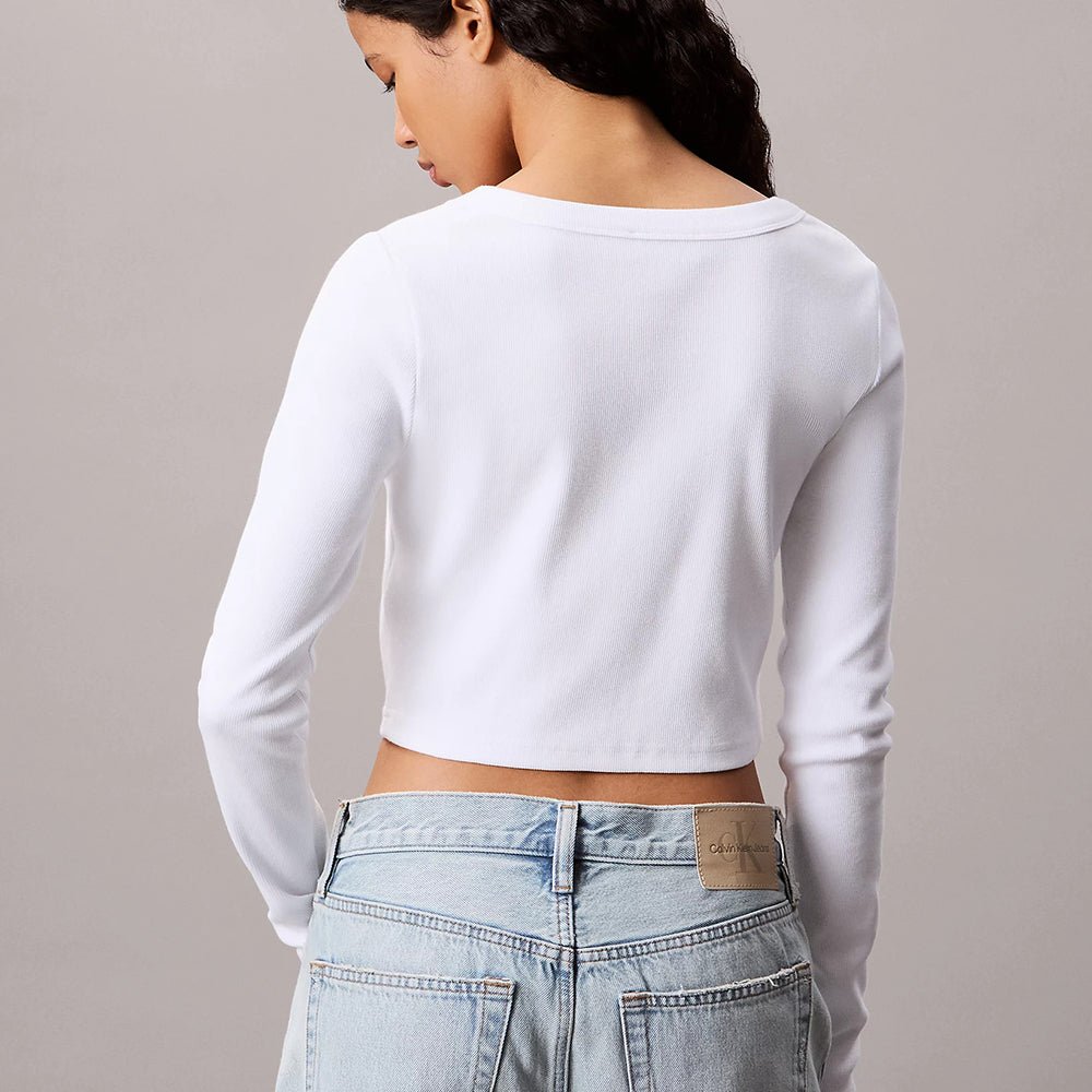 קרדיגן קלווין קליין Cropped Ribbed Cotton נשים