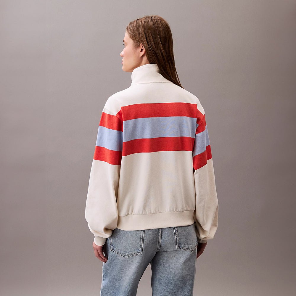 סווטשירט קלווין קליין Rugby Stripe 1/4 Zip נשים