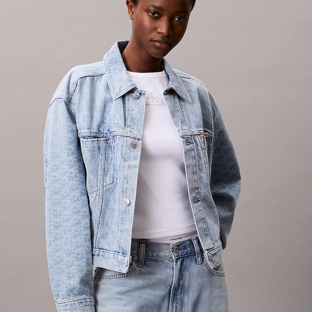 ג'קט קלווין קליין Monogram Logo Cropped Denim נשים