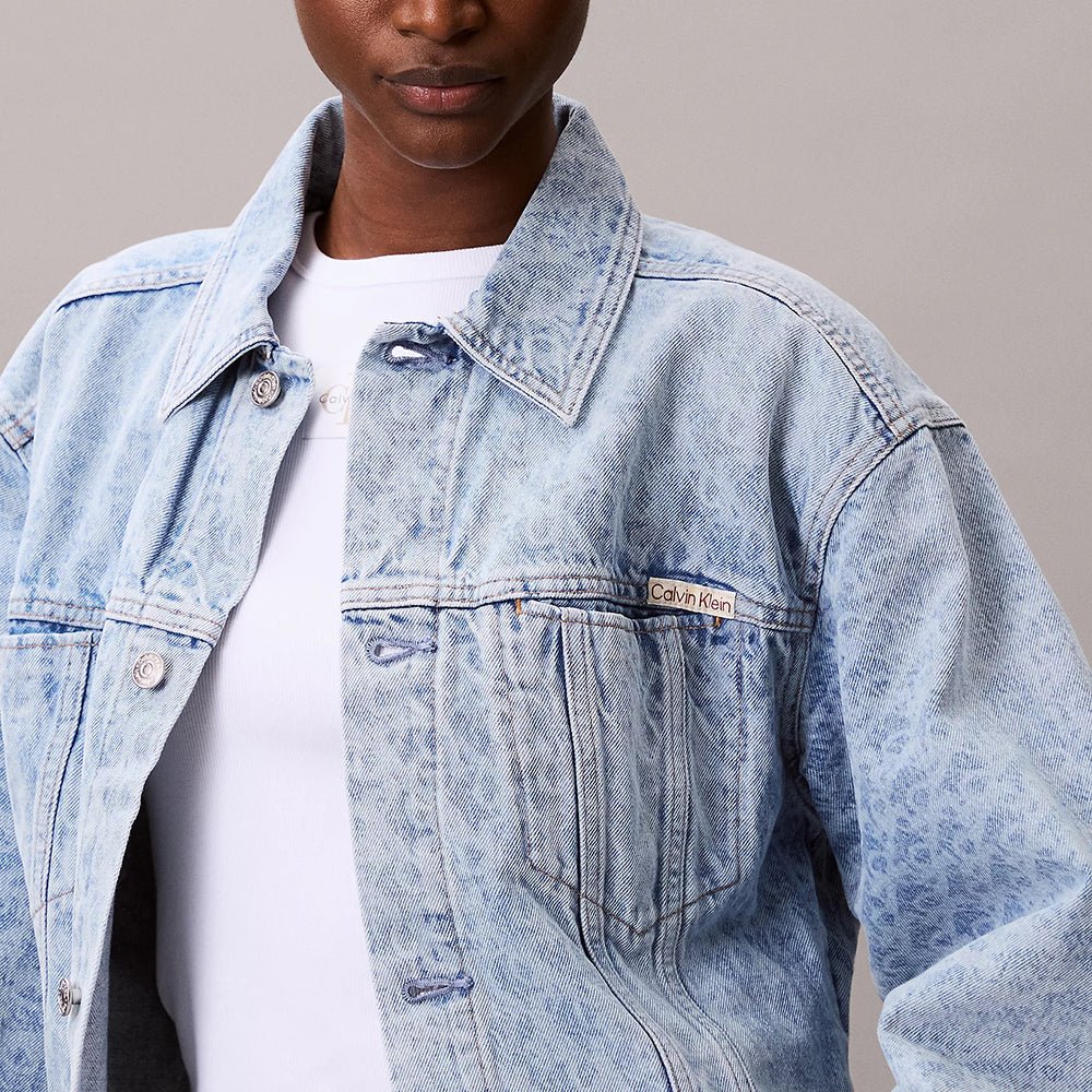 ג'קט קלווין קליין Monogram Logo Cropped Denim נשים