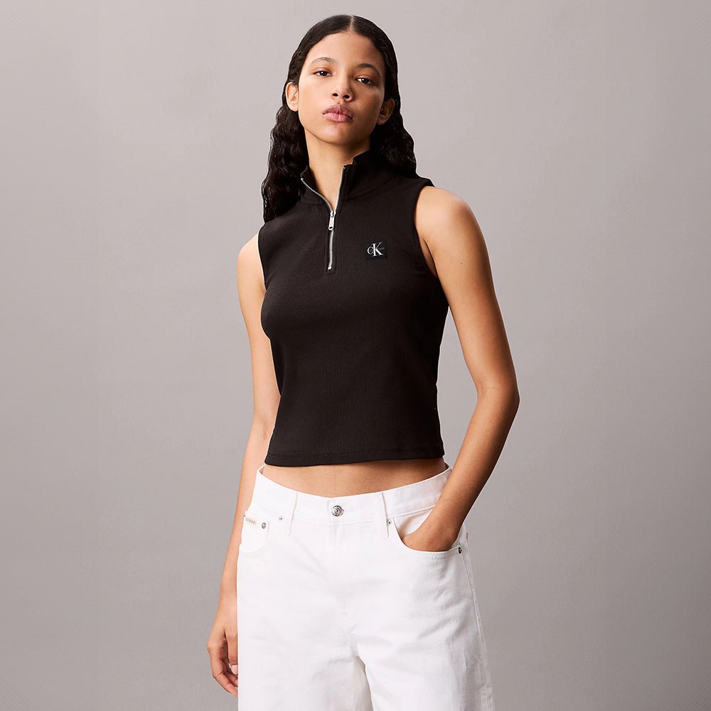 גופיה קלווין קליין Sleeveless Quarter Zip Top נשים