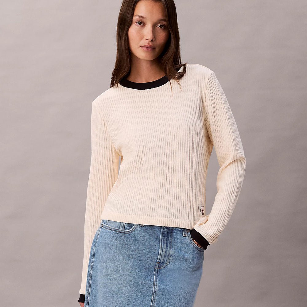 חולצת טישירט ארוכה קלווין קליין Waffle נשים