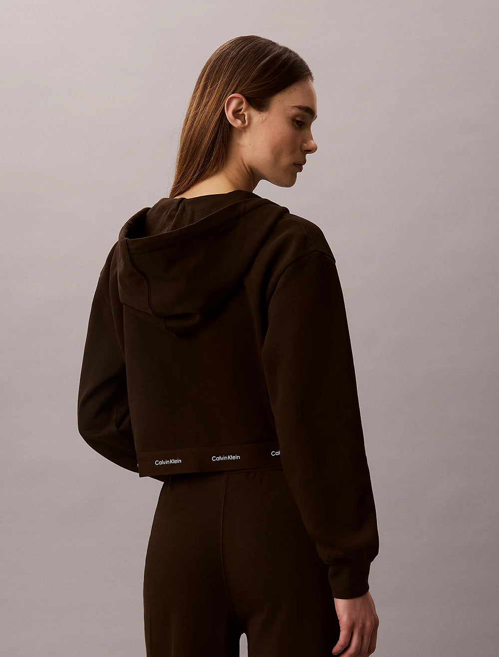 קפוצ'ון קלווין קליין Cropped Logo Elastic Zip נשים