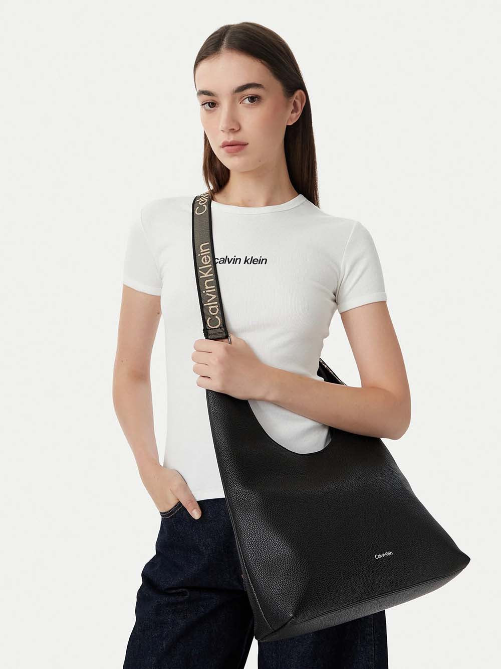 תיק קלווין קליין Webbing Adj Strap Large Shoulder Bag נשים