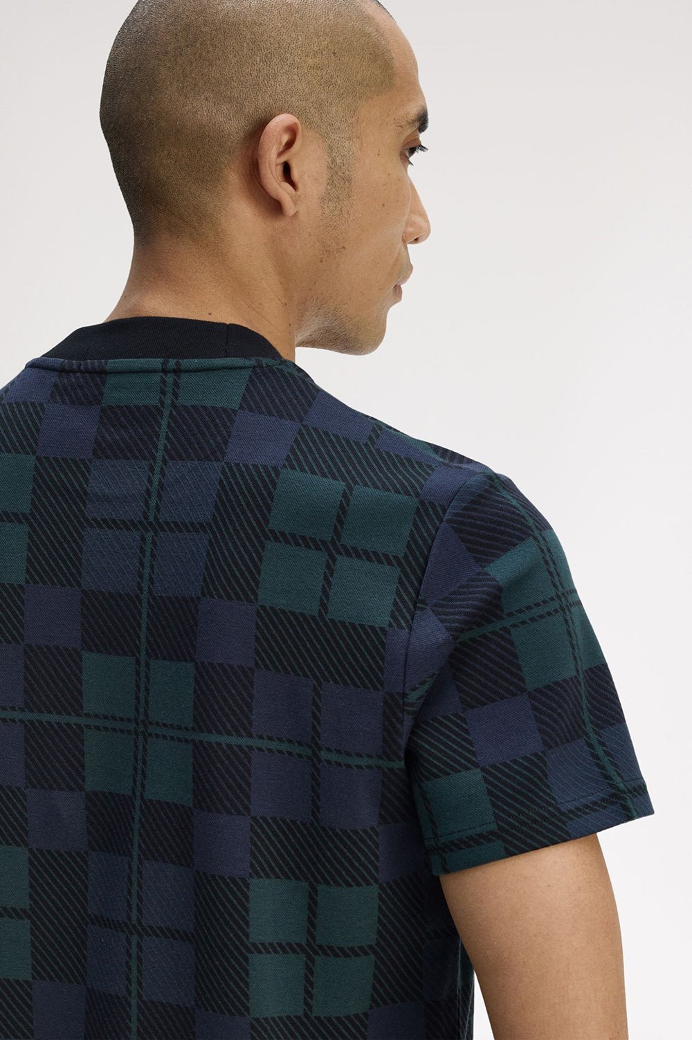 חולצת טישירט קצרה פרד פרי Black Watch Tartan גברים