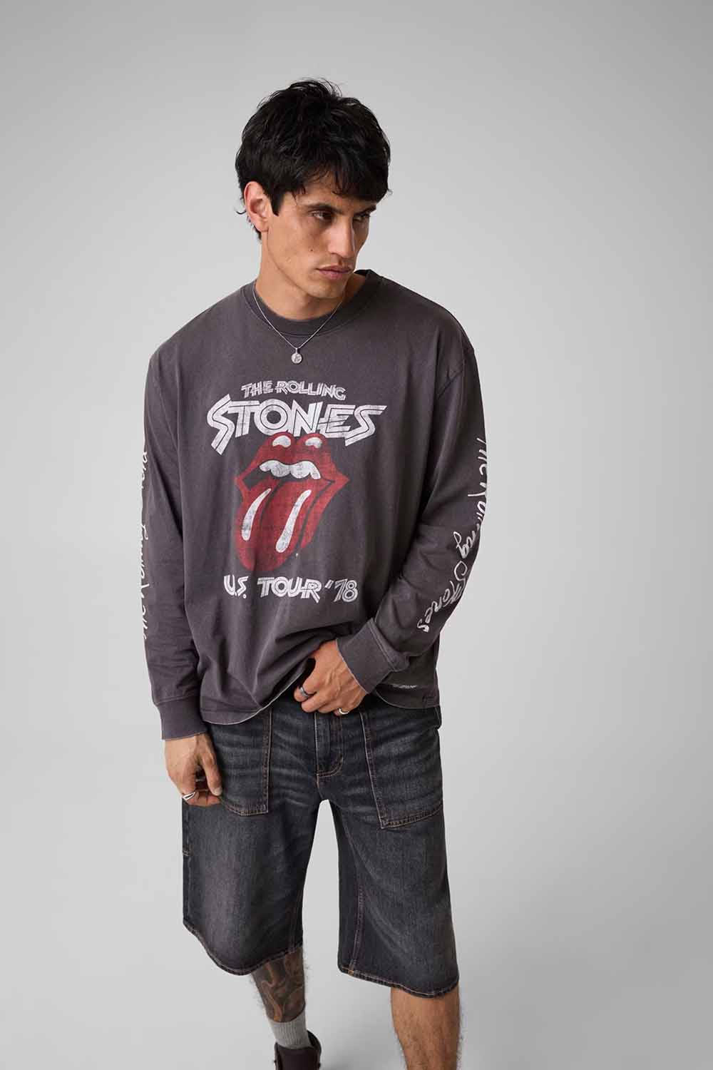 חולצת טישירט ארוכה Guess Printed Long-Sleeve Gj X Rolling Stones גברים