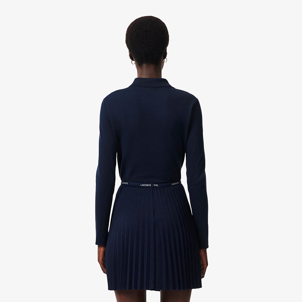 חולצת טישירט ארוכה לקוסט Slim Fit L.12.D Stretch Mini Piqué  נשים