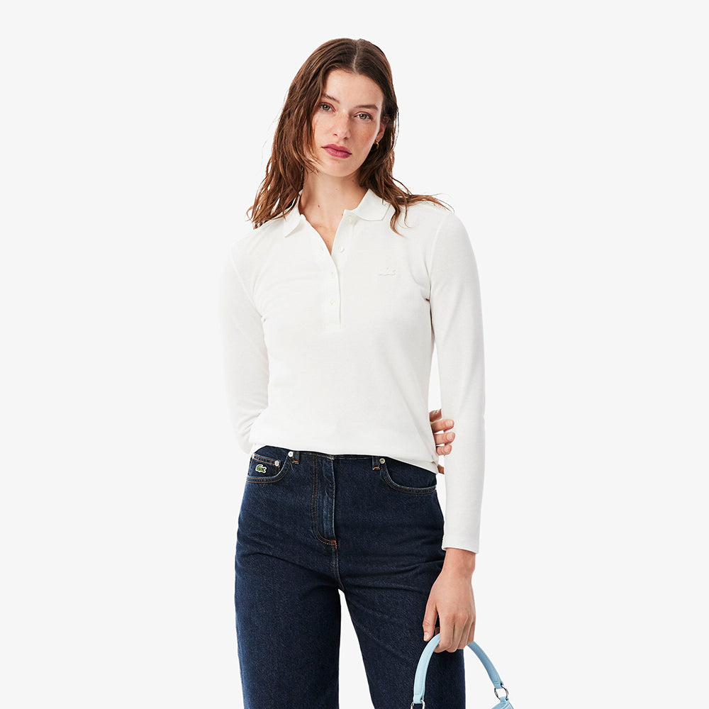 חולצת טישירט ארוכה לקוסט Slim Fit L.12.D Stretch Piqué נשים