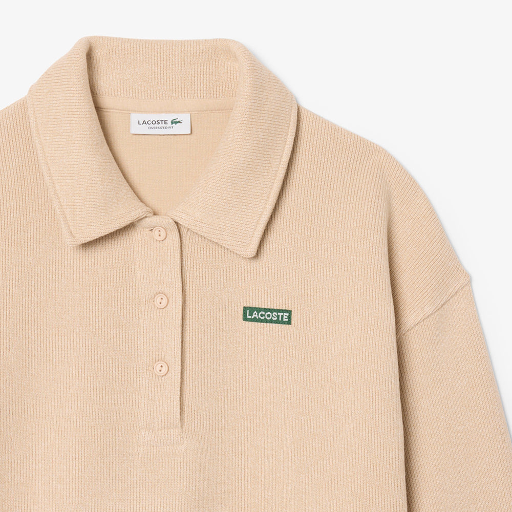 סווטשירט לקוסט Oversized Ribbed Polo Collar נשים