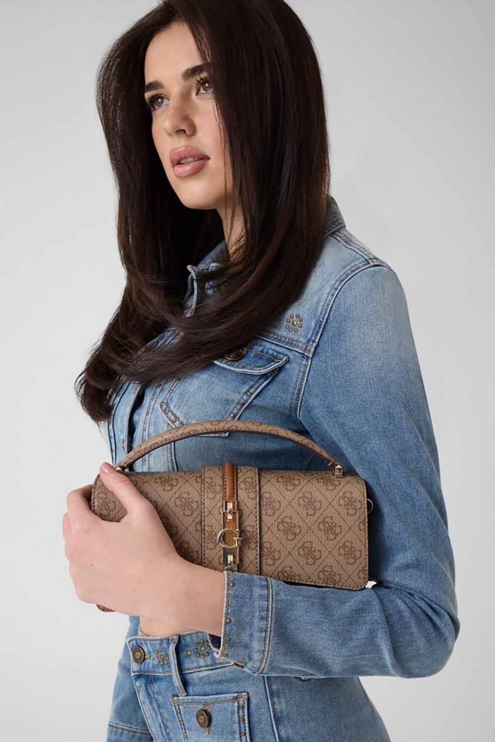 תיק Guess Yvonne Logo Mini Top Handl Flp נשים